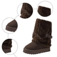 thumbnail image 4 of Rokment Womens Mid Calf Platform Snow Boots Fashion Winter Warm Suede Fleece Patchwork Foldover Chunky Flatform Dress Booties Cold Weather, 4 of 7