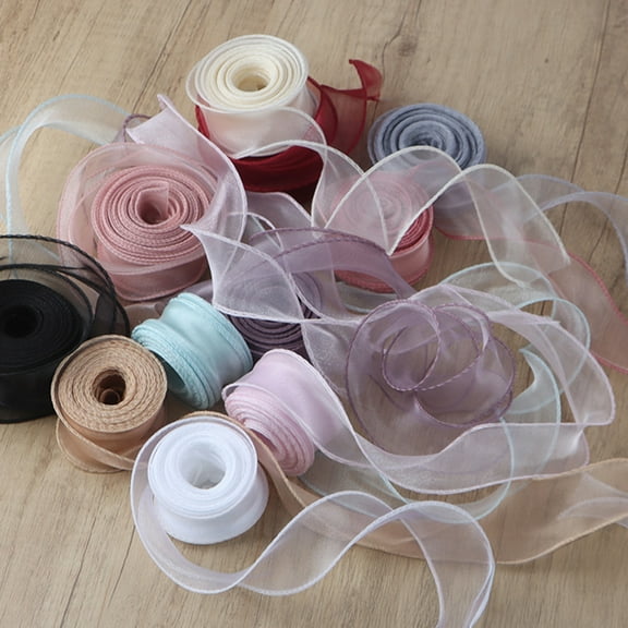 Yesbay 10 Yards Organza Ribbon Satin Ribbon Roll DIY Craft Ribbon for Gift Wrapping Wedding Bouquets Wreath