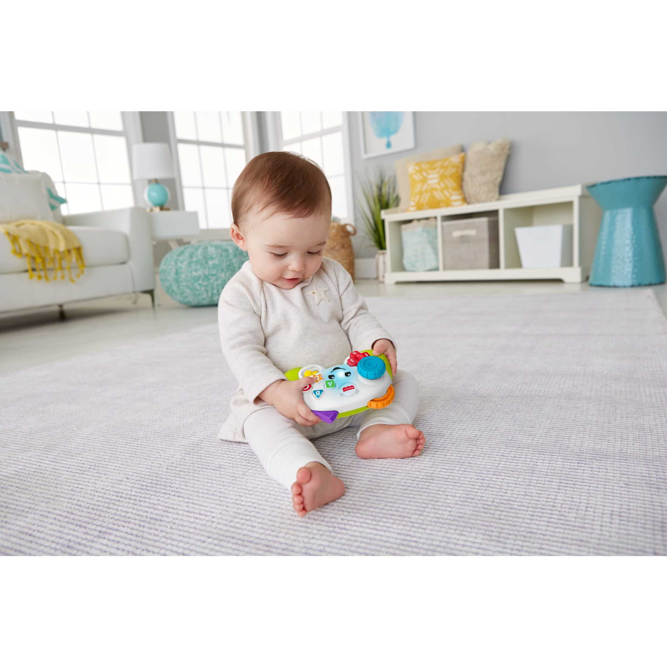 Fisher-Price Laugh & Learn Baby & Toddler Toy Game & Learn Controller Green Pretend Video Game with Music & Lights for Ages 6+ Months