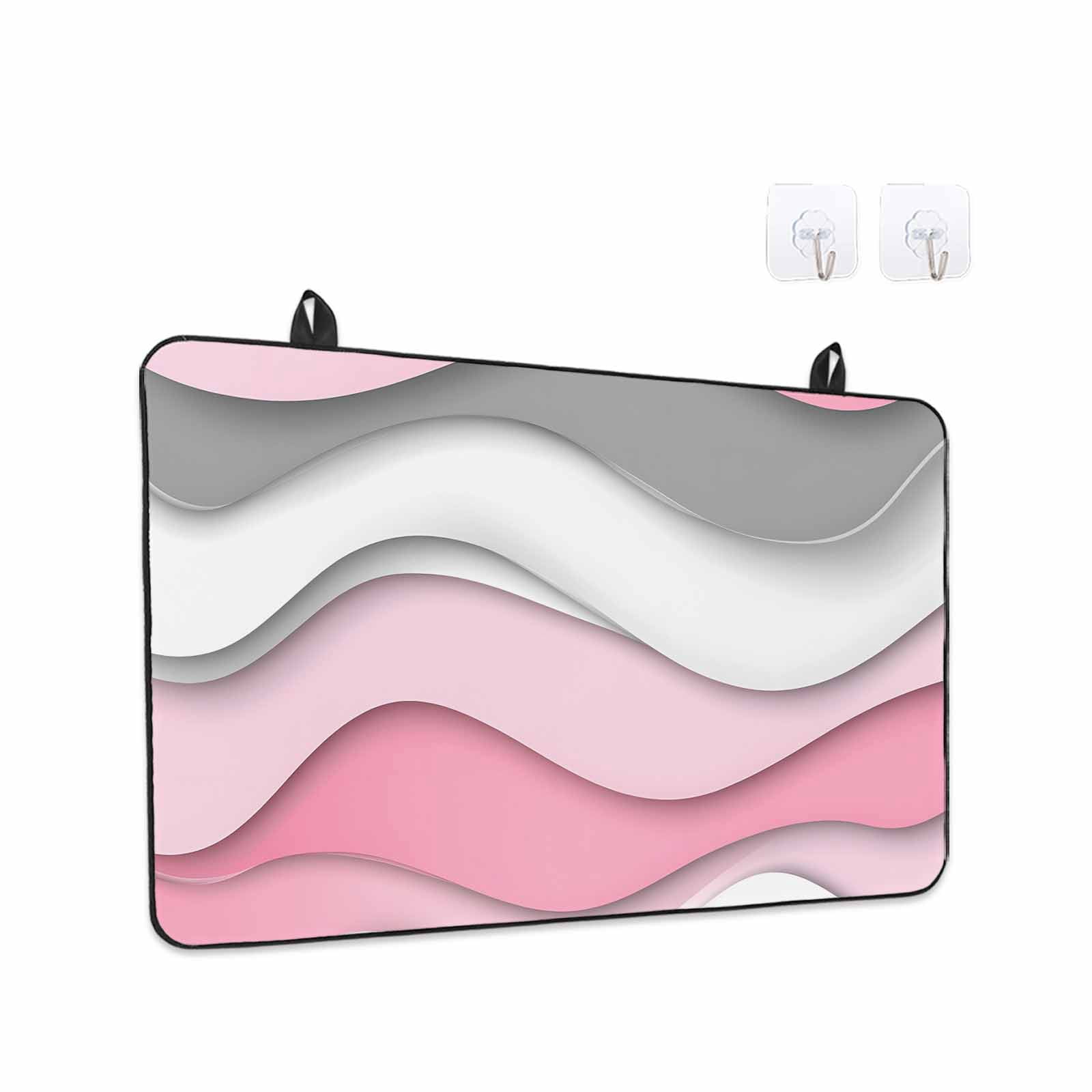 Pink Gray Ombre Stove Top Cover for Electric Stove, Heat-proof & Non Slip Glass Top Stove Cover Protector, Geometric Modern Abstract Moire Art Kitchen Flat Cooktop Rubber Mat 24x21 Inches