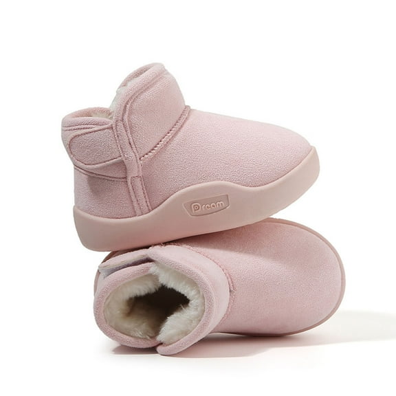 BFHHYA Kids' Ankle Snow Boots Boys Girls Fuzzy Fleece Lining Warm Boots Anti-Slip Soft Sole Winter Boots for Daily Wear & Playdates