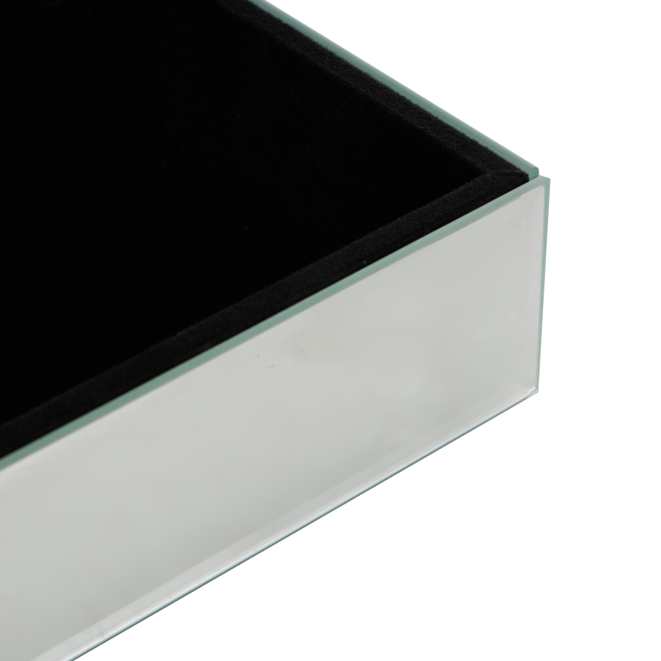 DecMode Mirrored Silver Glass Decorative Jewelry Box with Black Bubble Textured Balls
