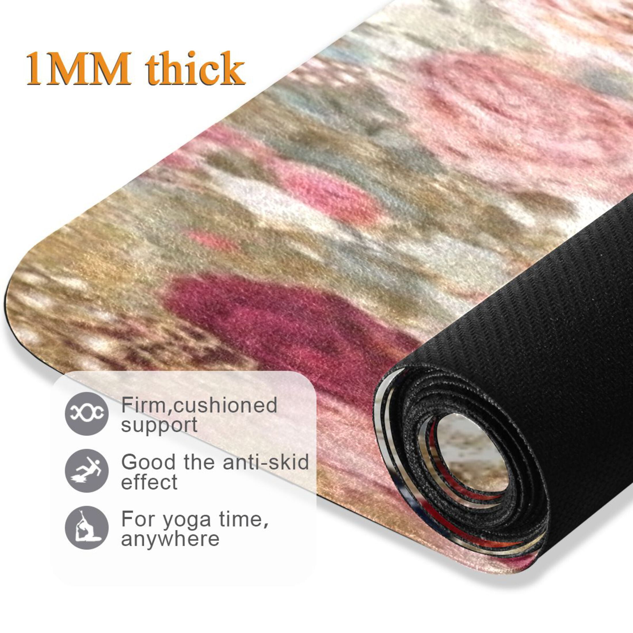 BZSMCE Yoga Mat Women Fitness Mat Blush Rose Jewel Butterflies Pattern