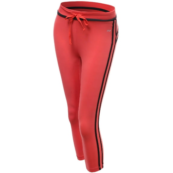 FashionOutfit Women's Stripe 3/4 Length Capri Skinny Workout Yoga Pants