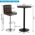 thumbnail image 2 of Gymax Ensemble de 3 Tables de Pub 24 Pieds' Table de Bar Ronde et 2 Tabourets de Bar Réglables Brun, 2 of 10