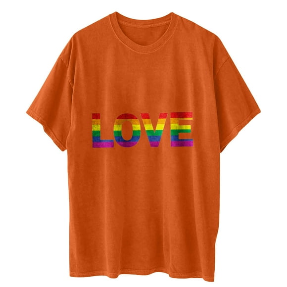 Pisexur Pride Shirt Women Rainbow Graphic Shirts Love Letter Print LGBT Equality Tshirt Casual Summer Short Sleeve Tops