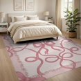 thumbnail image 3 of ODIKA 8'x10' Washable Area Rug Coquette Motif Round Shaped Bows Dainty Scroll Pink Ribbon Playful for King Size Bedroom Under Bed, Master Suite, Non-Shedding, Easy Care, 3 of 7