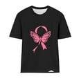 thumbnail image 4 of CLOISE Womens Breast Cancer Shirts Short Sleeve Round Neck Blouses Ribbon Oversized Breast Cancer Support T Shirts Trendy Loose Tee Shirts Cancer Awareness Fall Outfits Black XL, 4 of 4
