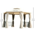 thumbnail image 3 of Outsunny Pavillon Hexagonal de 13 Pi Abri de Jardin Extérieur avec Moustiquaire et Rideaux Ombragés Beige, 3 of 10