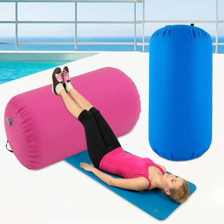 Miumaeov 100*60cm Air Barrel Roller Tumbling Gymnastics Mat Inflatable Gym Tumble Barrel(Blue)