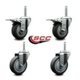 thumbnail image 2 of 4 Inch Thermo Rubber Swivel 5/8 Inch Threaded Stem Caster Set 2 Total Lock Brake, 2 of 2
