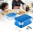 thumbnail image 2 of Binwennn Meal Storage Containers Large Glass Container with Student Worker Microwave Heated Lunch Detachable Partition Silicone Sealed Lunch Self Contained Tableware Portable Lunch, 2 of 6