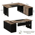 thumbnail image 2 of Tribesigns 74.8" Executive Desk, Large L Shaped Computer Desk Office Desk with Cabinet, White and Wood, 2 of 10