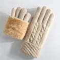 thumbnail image 2 of Men Women Winter Touchscreen Gloves, Fleece Lined Thermal Knit Gloves with Long Wrist Cuff, Unisex Warm Gloves for Outdoor Cycling Driving Beige, 2 of 5
