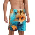 thumbnail image 2 of Logiee Fiery Red Maple Leaf Fox Print Men's Pajama Shorts with Drawstring & Pockets,Sleep Shorts for Men,Sleepwear Bottoms,Elastic Waistband Loungewear-3X-Large, 2 of 6