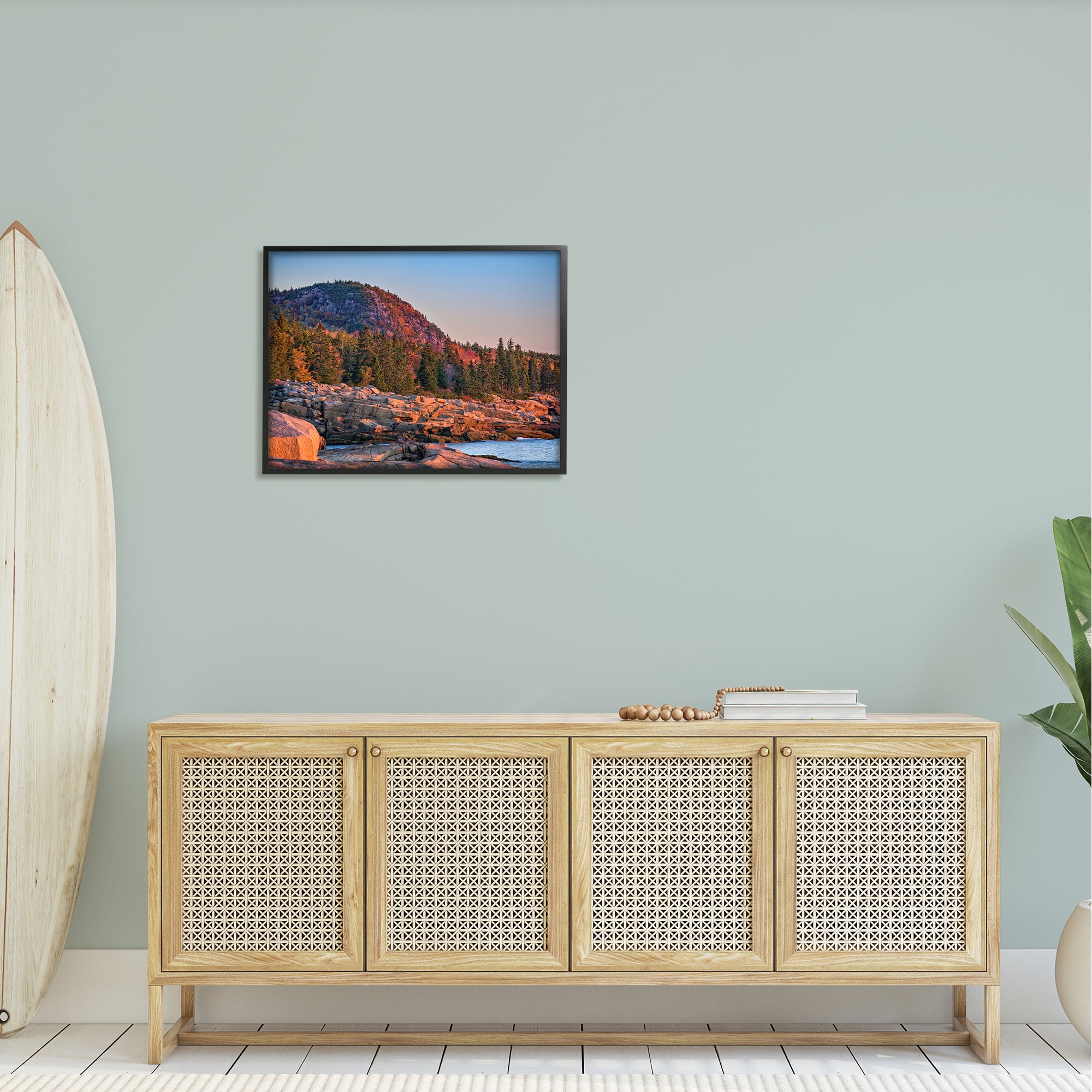 Stupell Rocky Seaside Mountain Cliff Landscape Photography Black Framed Art Print Wall Art