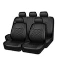 thumbnail image 1 of Fundas de asiento de coche HORSE KINGDOM, universales, de piel sintética, color negro, 1 of 9