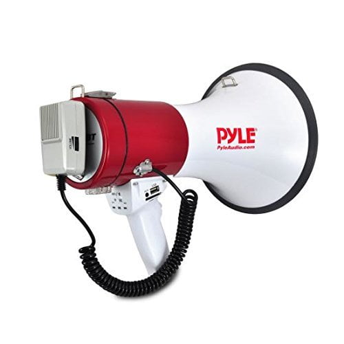 Adjustable Volume Siren Alarm LED Lights, Pyle Megaphone PA Bullhorn 