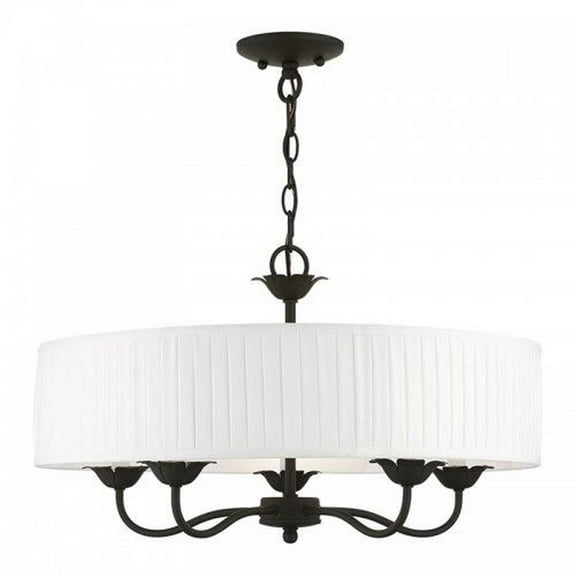 5 Light Pendant in Transitional Style-14 inches Tall and 23 inches Wide-Black Finish Bailey Street Home 218-Bel-4615501