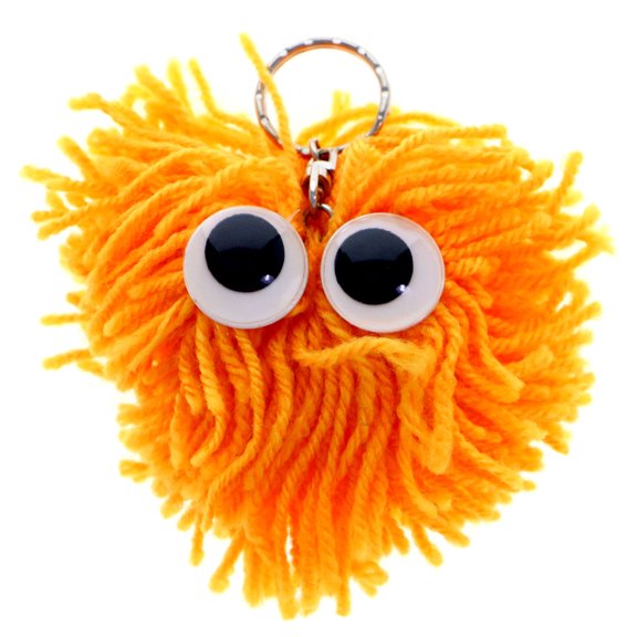 Googly-Eyed Yarn Monster Split-Ring-Keychain Orange