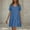 Blue, variant on LADIGASU Women's Casual Solid Color V-Neck Pullover Short Sleeve Short Skirt Dress
