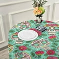 thumbnail image 6 of SKYSONIC Sugar Skull Flowers Round Tablecloth 60inch Indoor Wrinkle Free, Dead of Mexico Day Circular Lace Table Cover Washable for Kitchen Party BBQ Dining Decor, 6 of 7