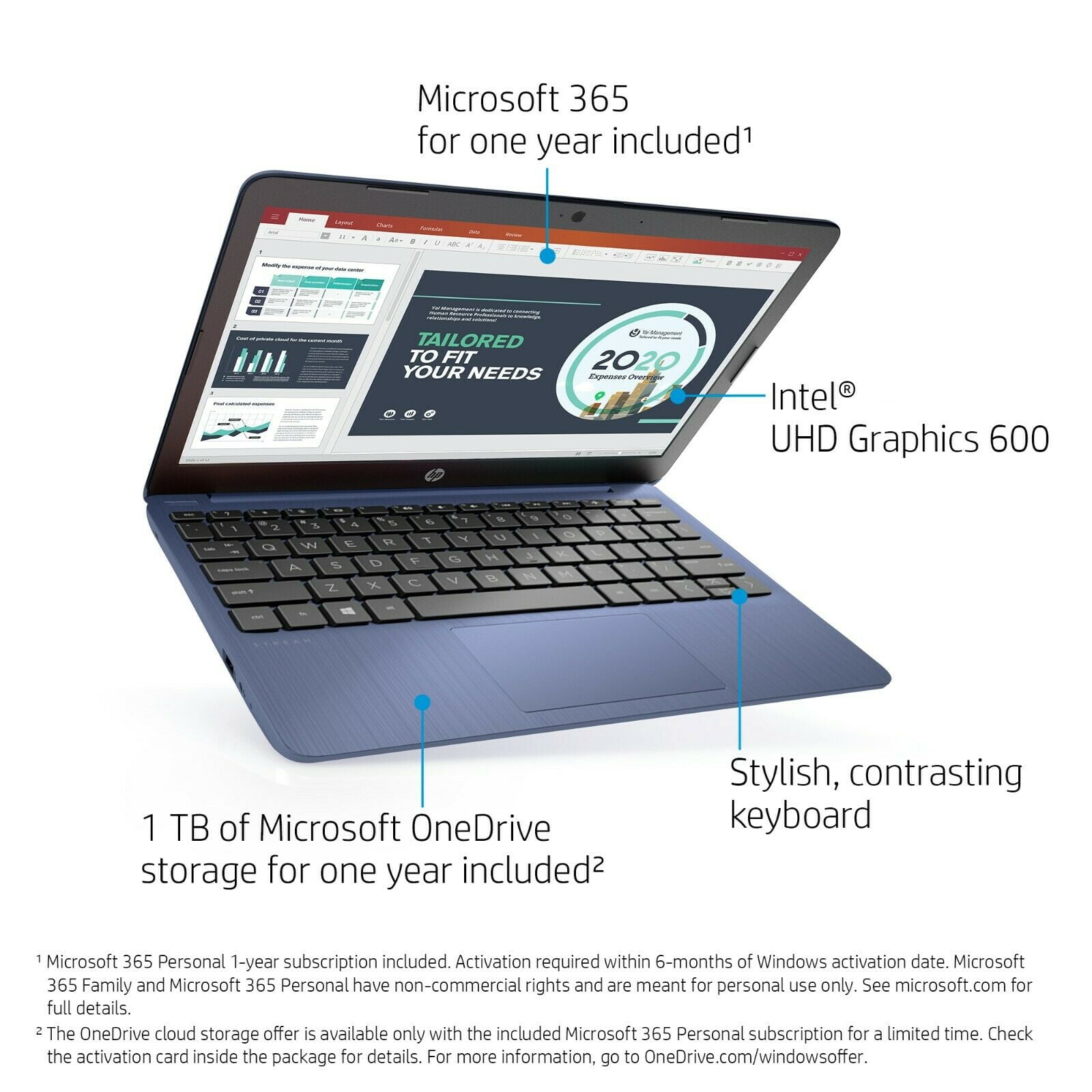 HP Stream 11.6", Celeron N4020, 4GB RAM, 64GB emmc, Royal Blue, Windows 10 Home in S mode, 11-ak0090wm