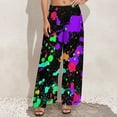 thumbnail image 5 of 2024 Colorful Neon Paint Pants Female Pretty Splatter Print Streetwear Trousers High Waisted Modern Wide Pants Birthday Gift, 5 of 6