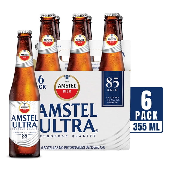 Cerveza Amstel Ultra lager 6 botellas de 355 ml c/u