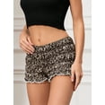 thumbnail image 6 of Michellecmm  Women Leopard Shorts Tiered Smocked Low Rise Lace Trim Short Pants, 6 of 8