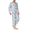 thumbnail image 6 of Salouo Skiing Penguin Funny Print Button-Front Long Sleeve Pajama Set for Men, Soft 2Pjs Men's Long Sleeve Sleepwear -Medium, 6 of 7
