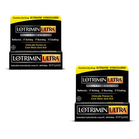 (2 pack) (2 pack) Lotrimin Ultra Extra Strength Jock Itch Treatment Cream, 0.42 oz Tube