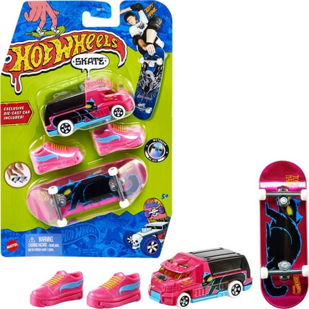 HW Rapid Response Hot Wheels Skate Fingerboard, Shoes and Diecast Vehicle
