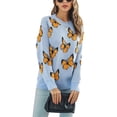 thumbnail image 1 of Pull à Manches Longues Papillons Col Rond Encolure Extensible Mode Acrylique Pull Tricoté pour Femmes pour Bureau Travail Pull Bleu Papillons Jaunes m, 1 of 6