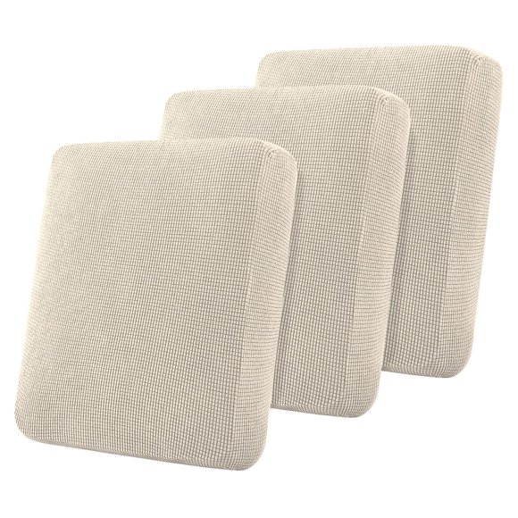 Flamingo P Housse de Coussin Extensible Protecteur de Meubles pour Coussin de Canapé Housse de Canapé avec Fond Élastique (3 Housses de Coussin, Beige Biscotti)