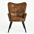 thumbnail image 2 of Homy Casa Mid-Century Desk Chair with Wingback & Armrests Home Office Meeting Room, Suede Brown, 2 of 6