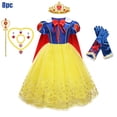 thumbnail image 3 of Disney disfraz de princesa Blancanieves para niña, manga abullonada con capa, vestido de Halloween para fiesta, vestidos de cumpleaños para niña de 2 a 8 años, 3 of 5