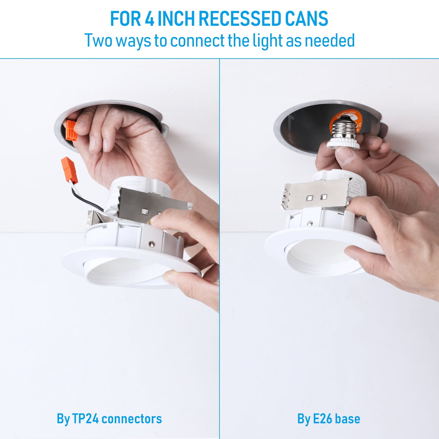 24 Pack 4" 10W Remodel Gimbal LED Recessed Downlight Dimmable, 3000K Warm White, Adjustable Retrofit Ceiling Light