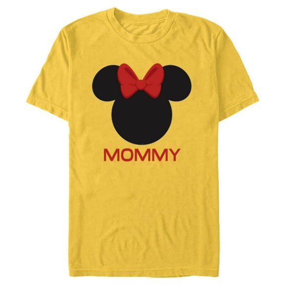 Disney Minnie Mouse Mommy Mom Red Bow Family Mother’s Day - Short Sleeve Blended T-Shirt for Adults - Customized-Yellow