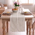 thumbnail image 2 of Sm:)e Linen Table Runner for Dining Table 13 x 108 Inch Orange Beige Burlap Linen Style Rustic Farmhouse Kitchen Dining Room Decoraton, 2 of 9
