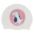 thumbnail image 1 of Gorro de natación impermeable estampado, gorro de natación de pelo largo a rayas antideslizantes para adultos, monstruo blanco, 1 of 10