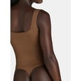 thumbnail image 4 of No Boundaries Women's Seamless Smoothing Rib Square Neck Bodysuit, Sizes XS-XXXL, 4 of 7
