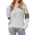 thumbnail image 3 of ManHanLi Women Drawstring Zipper Kangaroo Pocket Color Block Long Sleeve Hoodie, 3 of 8
