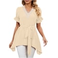 thumbnail image 1 of Blouses et Hauts pour Femmes Mode Femmes Couleur Unie Confortable Blouse Décontractée Sans Manches Col en V Bandage, 1 of 9