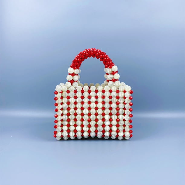 Xiao Hua Bolso de hombro tejido para mujer, bolso de mano y neceser, elegante bolso de playa de verano, 19 x 8 x 13 cm (rojo)