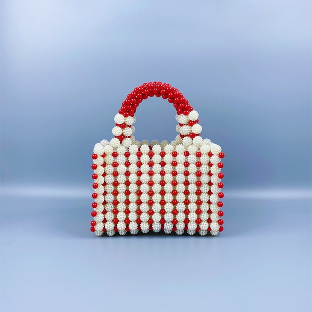 Zhuge Bolso de hombro tejido para mujer, bolso de mano tejido, bolso de mano tejido elegante para playa de verano, bolsos de hombro de 7,5 x 3,1 x 5,1 pulgadas (rojo)