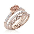 thumbnail image 3 of Dazzling Minimalist Art Deco 2.50 Carat Oval Cut Morganite And Diamond Moissanite Unique Engagement Ring, Wedding Ring, Two Matching Band in 10k Solid Rose Gold, Gift For Woman, Promise Ring, 3 of 3