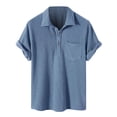 thumbnail image 4 of TIHLMK Mens Tshirts Men's Summer Fashion Short Sleeve Casual Solid Color Button-Up Shirts, 4 of 4