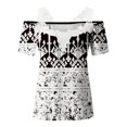 thumbnail image 5 of Dyegold Womens Blouses and Tops Dressy Cold Shoulder Lace Trim Tops for Women Summer Casual T Shirts Short Sleeve Blouses Flowy Tunics Tees, 5 of 5