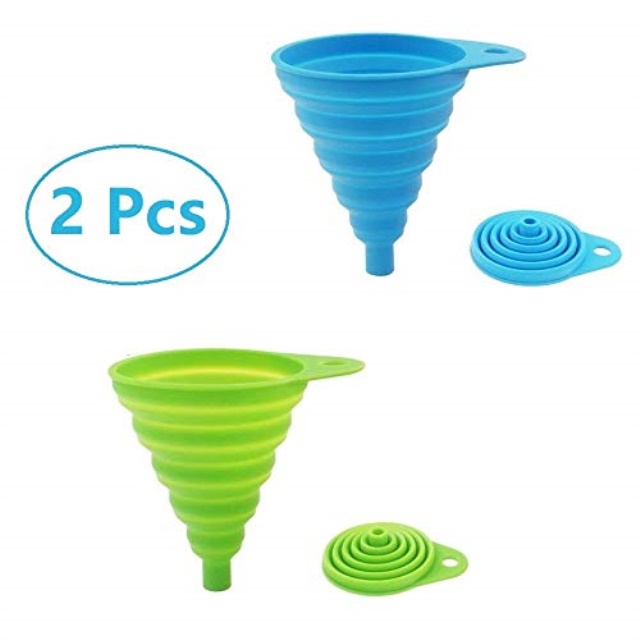2 pack silicone collapsible funnel, flexible/foldable/kitchen funnel